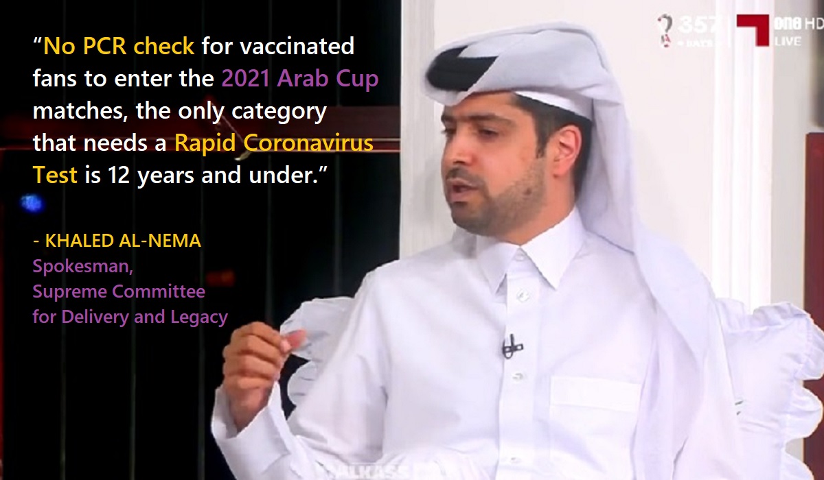 Rapid Covid19 Test a Must for Children 12 Years below to Attend Arab Cup Matches